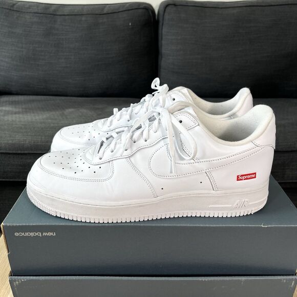 Nike Air Force 1 x Supreme Low Box Logo White CU9225-100 Men's Size 13 - Picture 1 of 12